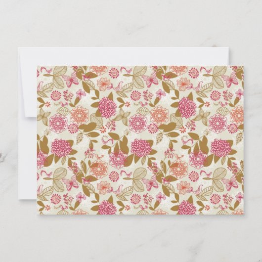 Vrijgezellenfeest van Floral, vogels en vlinders Kaart (Achterkant)