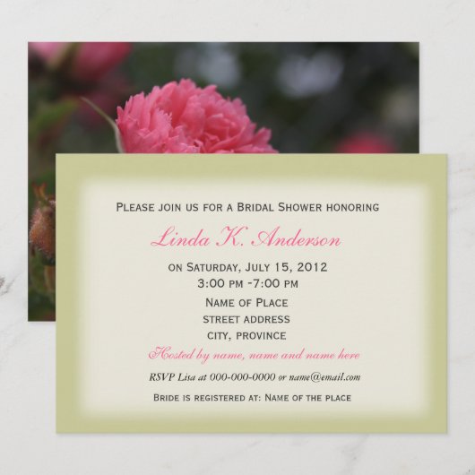 Vrijgezellenfeest van Florence, roze wilde rozen b Kaart (Voorkant / Achterkant)