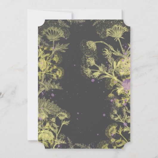 Vrijgezellenfeest van gekleurde gele bloemen kaart (Achterkant)