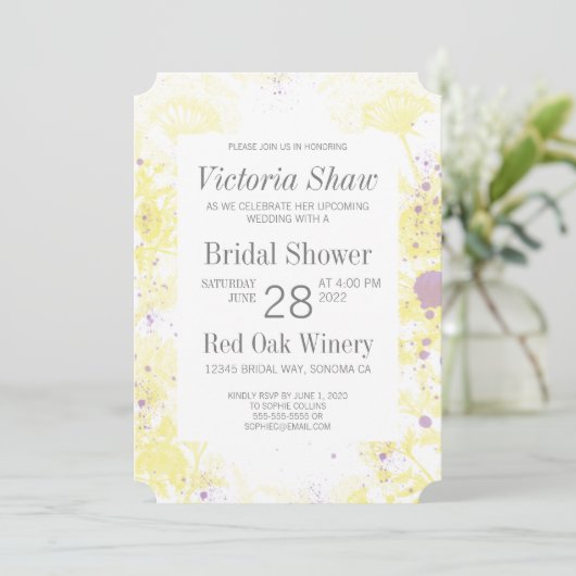 Vrijgezellenfeest van gekleurde gele bloemen kaart (Staand voorkant)