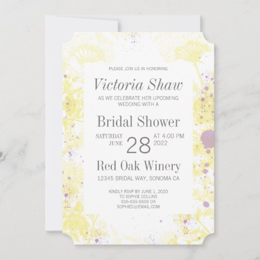 Vrijgezellenfeest van gekleurde gele bloemen kaart (Voorkant)