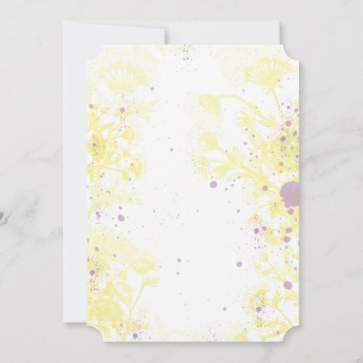 Vrijgezellenfeest van gekleurde gele bloemen kaart (Achterkant)