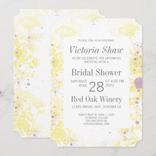 Vrijgezellenfeest van gekleurde gele bloemen kaart (Voorkant / Achterkant)