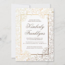  Vrijgezellenfeest van gouden en witte Floral Kaart