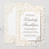  Vrijgezellenfeest van gouden en witte Floral Kaart (Voorkant / Achterkant)
