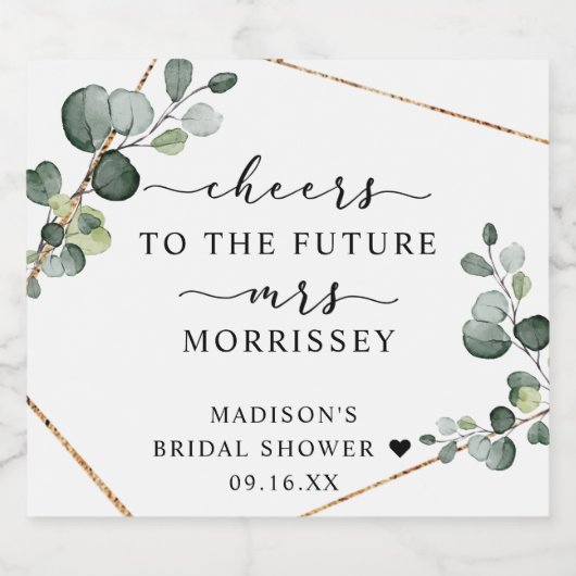 Vrijgezellenfeest van gouden Eucalyptuskaas Sparkling Wijnetiket (Enkel label)