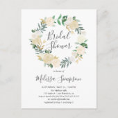 Vrijgezellenfeest van groene en witte bloemen uitnodiging briefkaart (Voorkant)