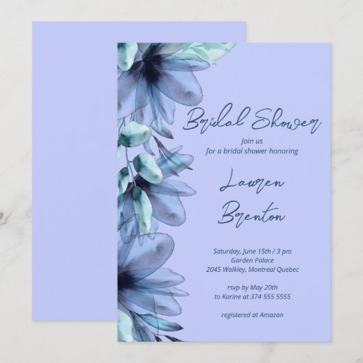 Vrijgezellenfeest van grof dun blauw violet kaart (Voorkant / Achterkant)