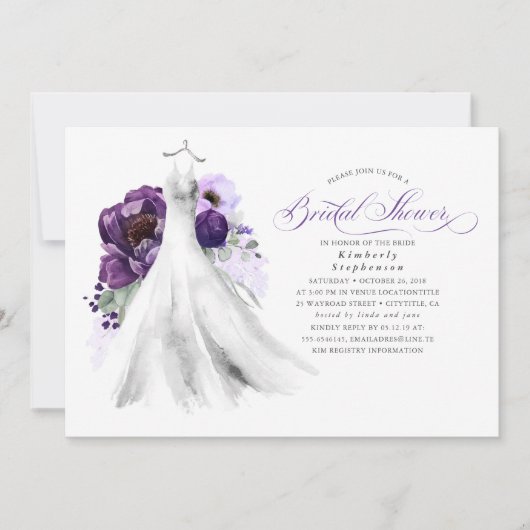 Vrijgezellenfeest van het Egaplant-Paarse Floral W Kaart (Voorkant)