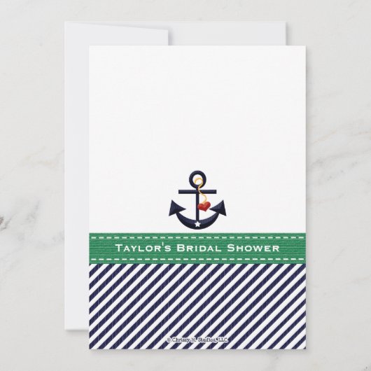 Vrijgezellenfeest van het groene en Navy Blue Anch Kaart (Achterkant)