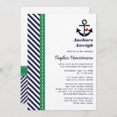 Vrijgezellenfeest van het groene en Navy Blue Anch Kaart (Voorkant / Achterkant)