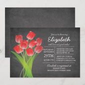 Vrijgezellenfeest van het moderne Chalkboard Red T Kaart (Voorkant / Achterkant)