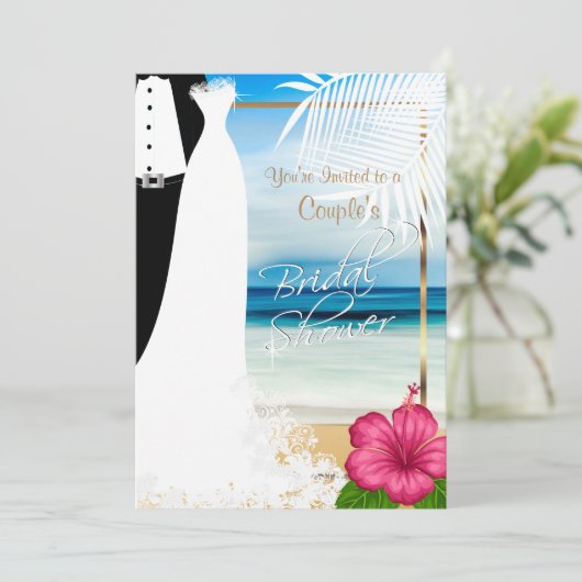Vrijgezellenfeest van het paar Beach Style Kaart (Staand voorkant)