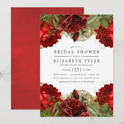 Vrijgezellenfeest van het Roos van Burgundy Red e Kaart (Voorkant / Achterkant)