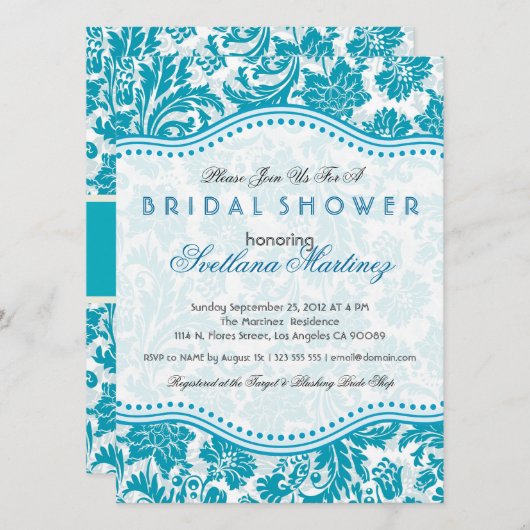 Vrijgezellenfeest van het witte en blauwgroene Flo Kaart (Voorkant / Achterkant)