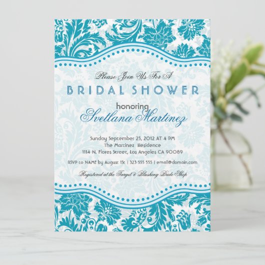 Vrijgezellenfeest van het witte en blauwgroene Flo Kaart (Staand voorkant)