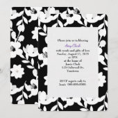 vrijgezellenfeest van het zwarte en witte florale  kaart (Voorkant / Achterkant)