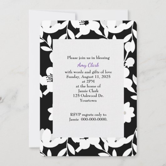 vrijgezellenfeest van het zwarte en witte florale  kaart (Voorkant)