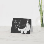 Vrijgezellenfeest van het zwarte en witte huwelijk bedankkaart (Voorkant)