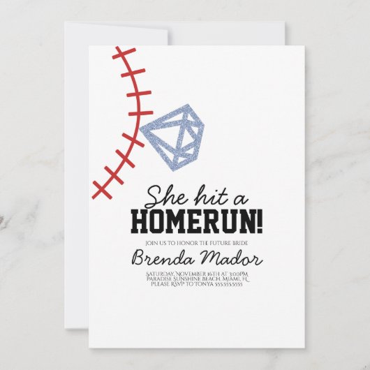 Vrijgezellenfeest van honkbal Homerun Glitter Kaart (Voorkant)