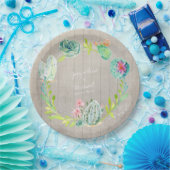 Vrijgezellenfeest van hout Cactus Succulent Desert Papieren Bordje (Feest)