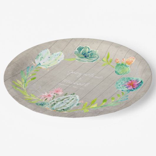 Vrijgezellenfeest van hout Cactus Succulent Desert Papieren Bordje (Gekanteld)