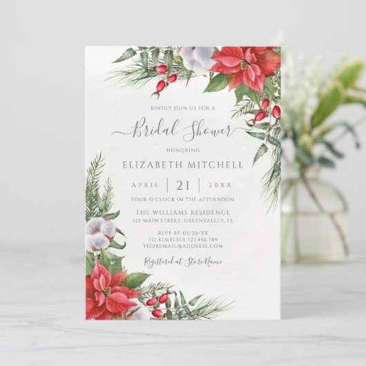 Vrijgezellenfeest van Kerstmis-Poinsettia Winter G Kaart (Staand voorkant)