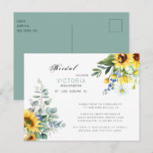 Vrijgezellenfeest van kleurrijke zonnebloemen aankondigingskaart (Voorkant / Achterkant)