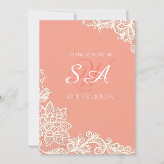 Vrijgezellenfeest van koraal en witkant kaart (Achterkant)