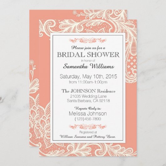 Vrijgezellenfeest van koraal en witkant kaart (Voorkant / Achterkant)