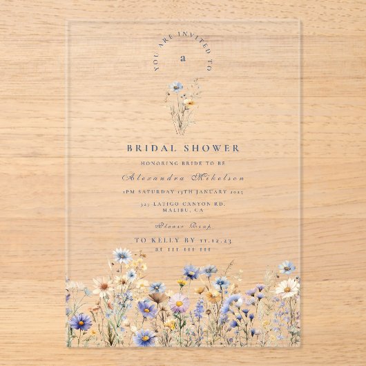 Vrijgezellenfeest van korenbloemweide acryl uitnodigingen (Voorkant)