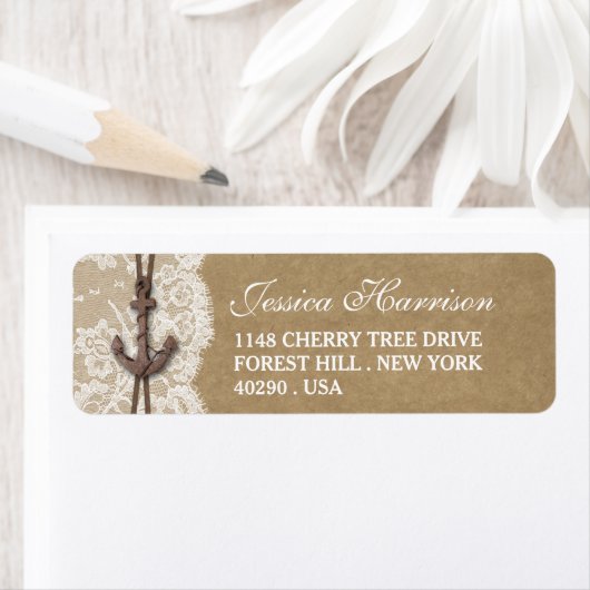 Vrijgezellenfeest van kraft, kant en nicht anker etiket (Insitu)