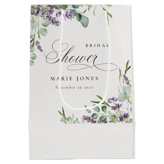 Vrijgezellenfeest van lavendel Eucalyptus Leafy Fo Medium Cadeauzakje (Achterkant)