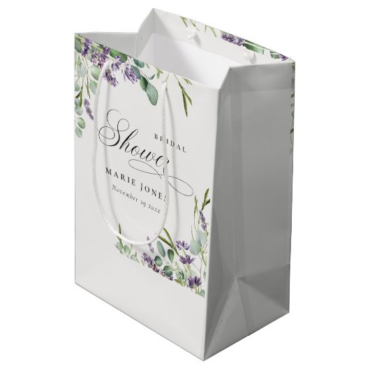 Vrijgezellenfeest van lavendel Eucalyptus Leafy Fo Medium Cadeauzakje (Achterkant Gekanteld)