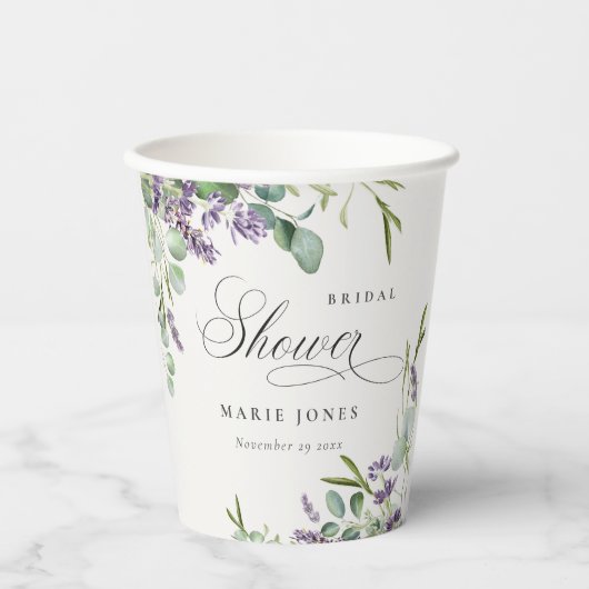 Vrijgezellenfeest van lavendel Eucalyptus Leafy Fo Papieren Bekers (Voorkant)