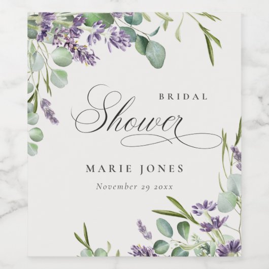 Vrijgezellenfeest van lavendel Eucalyptus Leafy Fo Wijn Etiket (Enkel label)