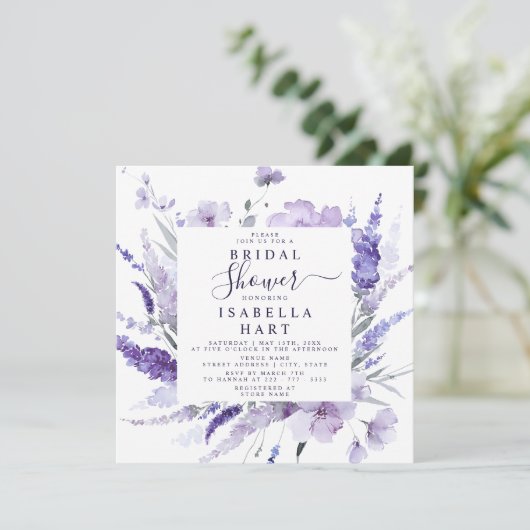 Vrijgezellenfeest van lavendel Floral Botanisch El Kaart (Staand voorkant)