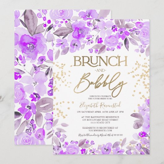 Vrijgezellenfeest van lavendel goudglitter kaart (Voorkant / Achterkant)