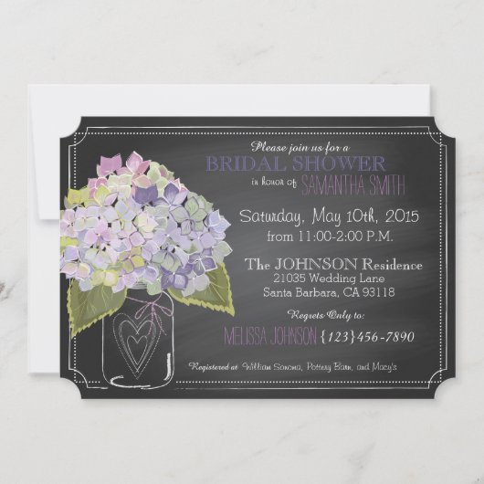 Vrijgezellenfeest van lavender Hydrangea Jar Chalk Kaart (Voorkant)