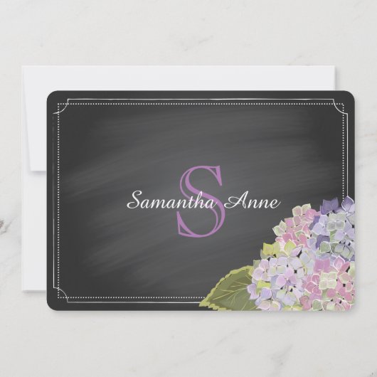 Vrijgezellenfeest van lavender Hydrangea Jar Chalk Kaart (Achterkant)