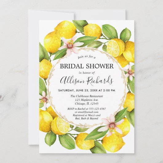 Vrijgezellenfeest van Lemon, waterverf van citroen Kaart (Voorkant)