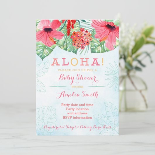 Vrijgezellenfeest van Luau, baby shower van hawaï, Kaart (Staand voorkant)