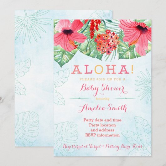 Vrijgezellenfeest van Luau, baby shower van hawaï, Kaart (Voorkant / Achterkant)