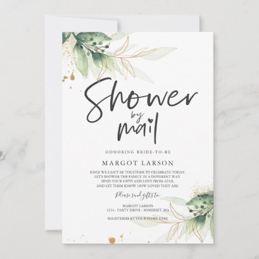 vrijgezellenfeest van Mail Invitation Greenery Gol Kaart (Voorkant)