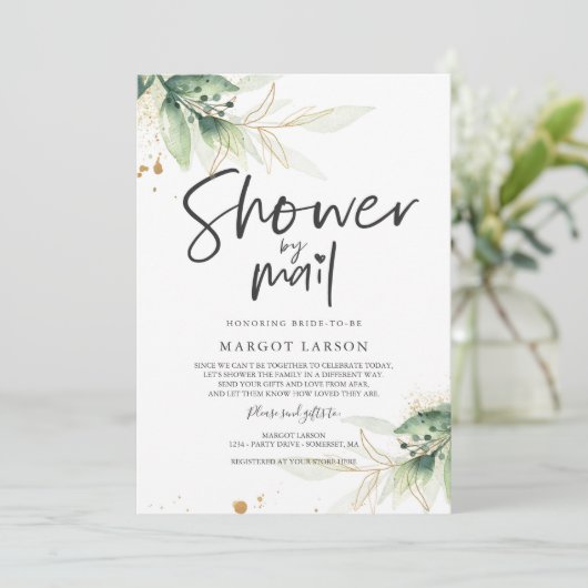 vrijgezellenfeest van Mail Invitation Greenery Gol Kaart (Staand voorkant)