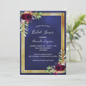 Vrijgezellenfeest van marineblauw goudvuurgroen kaart (Staand voorkant)