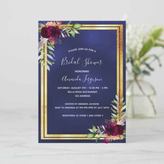 Vrijgezellenfeest van marineblauw goudvuurgroen kaart (Staand voorkant)