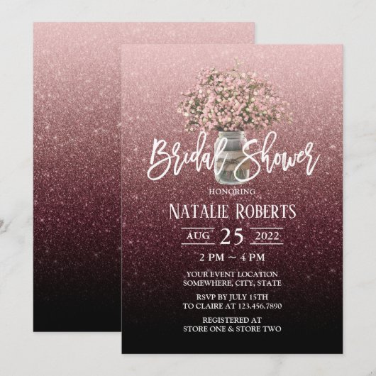 Vrijgezellenfeest van Matig Baby's Breath Jar Burg Kaart (Voorkant / Achterkant)