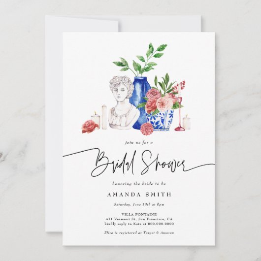 Vrijgezellenfeest van mediterrane blauwe tegels ro kaart (Voorkant)