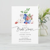 Vrijgezellenfeest van mediterrane blauwe tegels ro kaart (Staand voorkant)